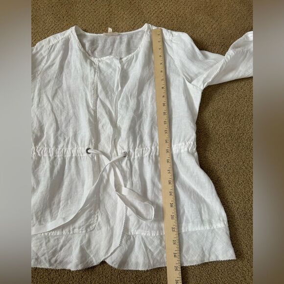 Eileen Fisher White Irish Linen Tie Front Jacket Blazer Top Size S - Picture 12 of 12